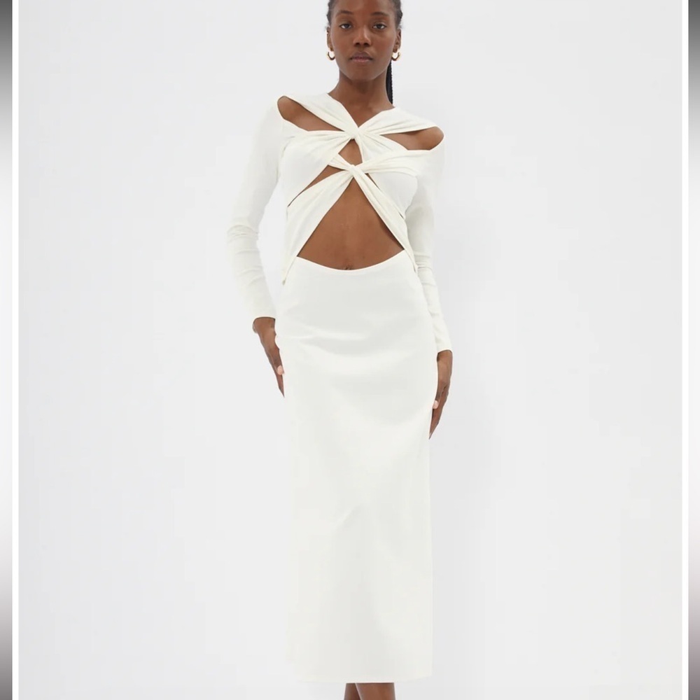 SID NEIGUM XX KNIT CREAM CUT OUT DRESS L